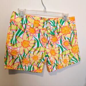 Lilly Pulitzer Yellow and Green Floral Shorts Size 2